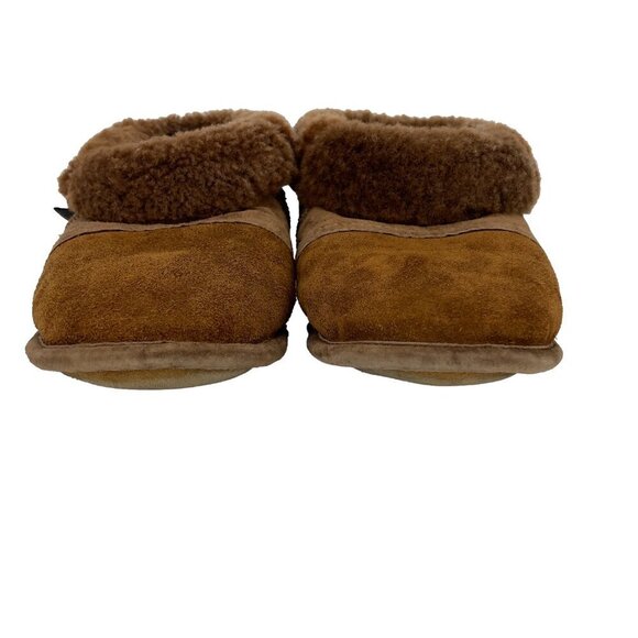 GRAVEL FOURRURES Made in Canada Brown Suede Slippers With Sheepskin Lining 7 - Picture 3 of 13